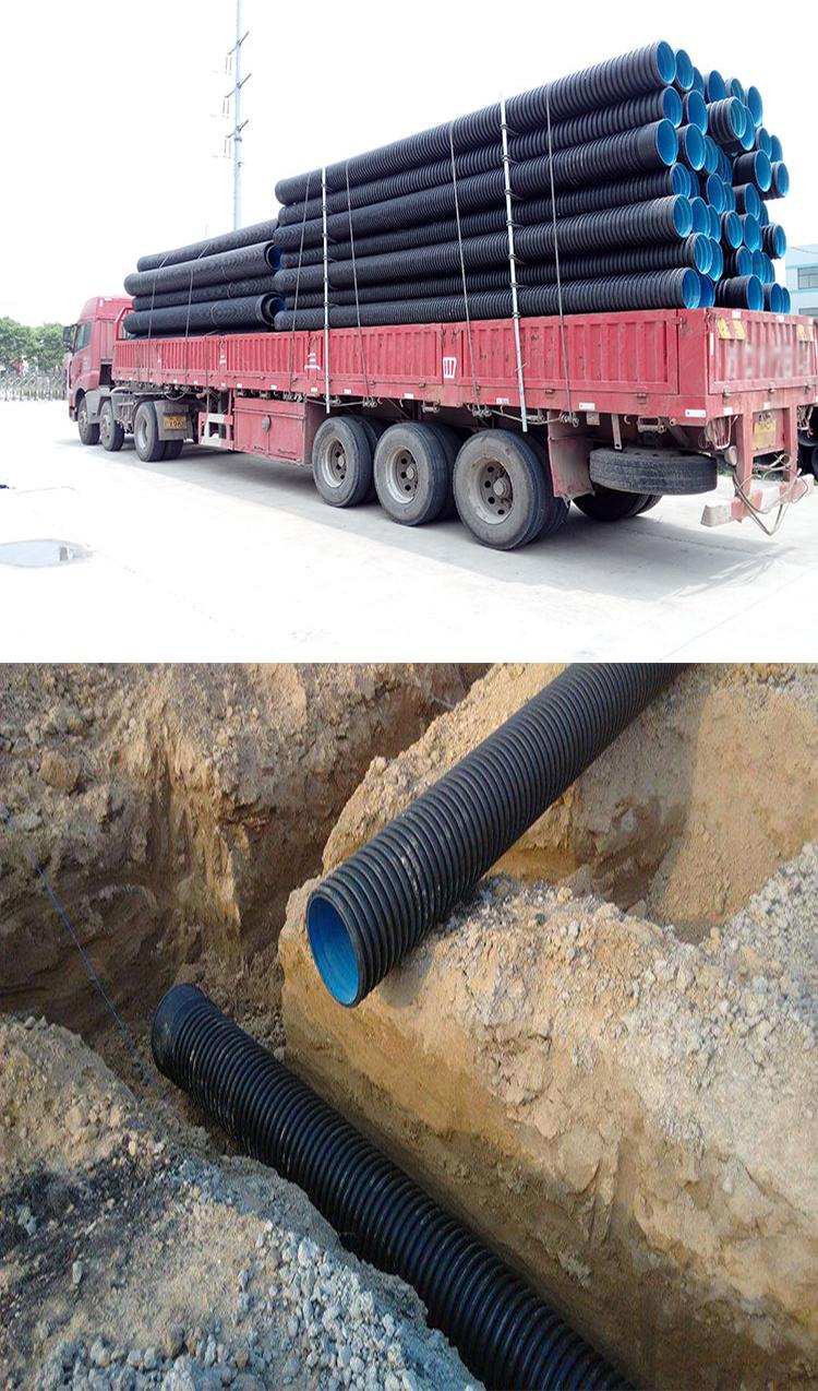 浩輝雙壁波紋管廠家pe雙壁波紋管dn200hdpe雙壁波紋管內(nèi)徑顏色定制